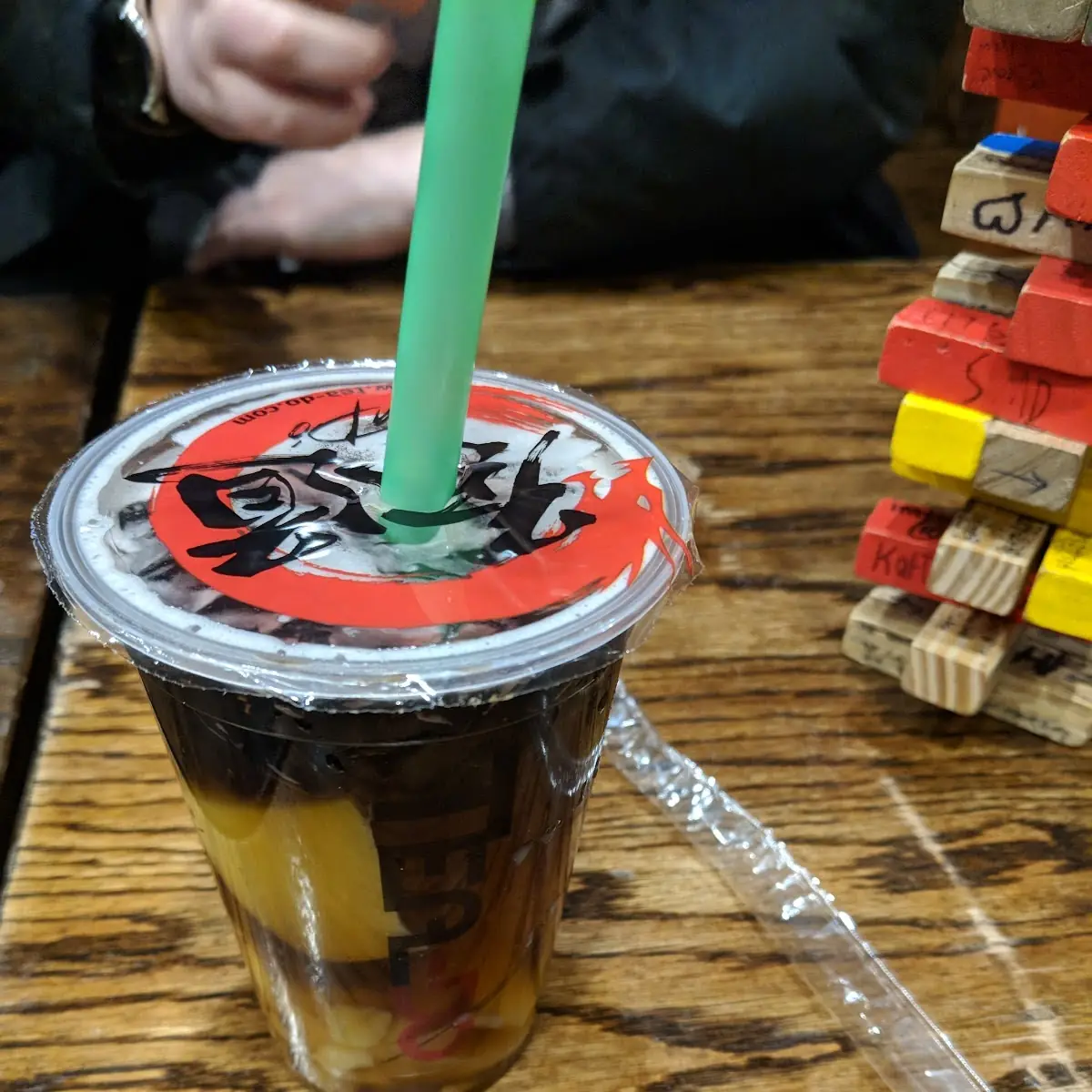 Green Tea with Egg Pudding and Grass Jelly