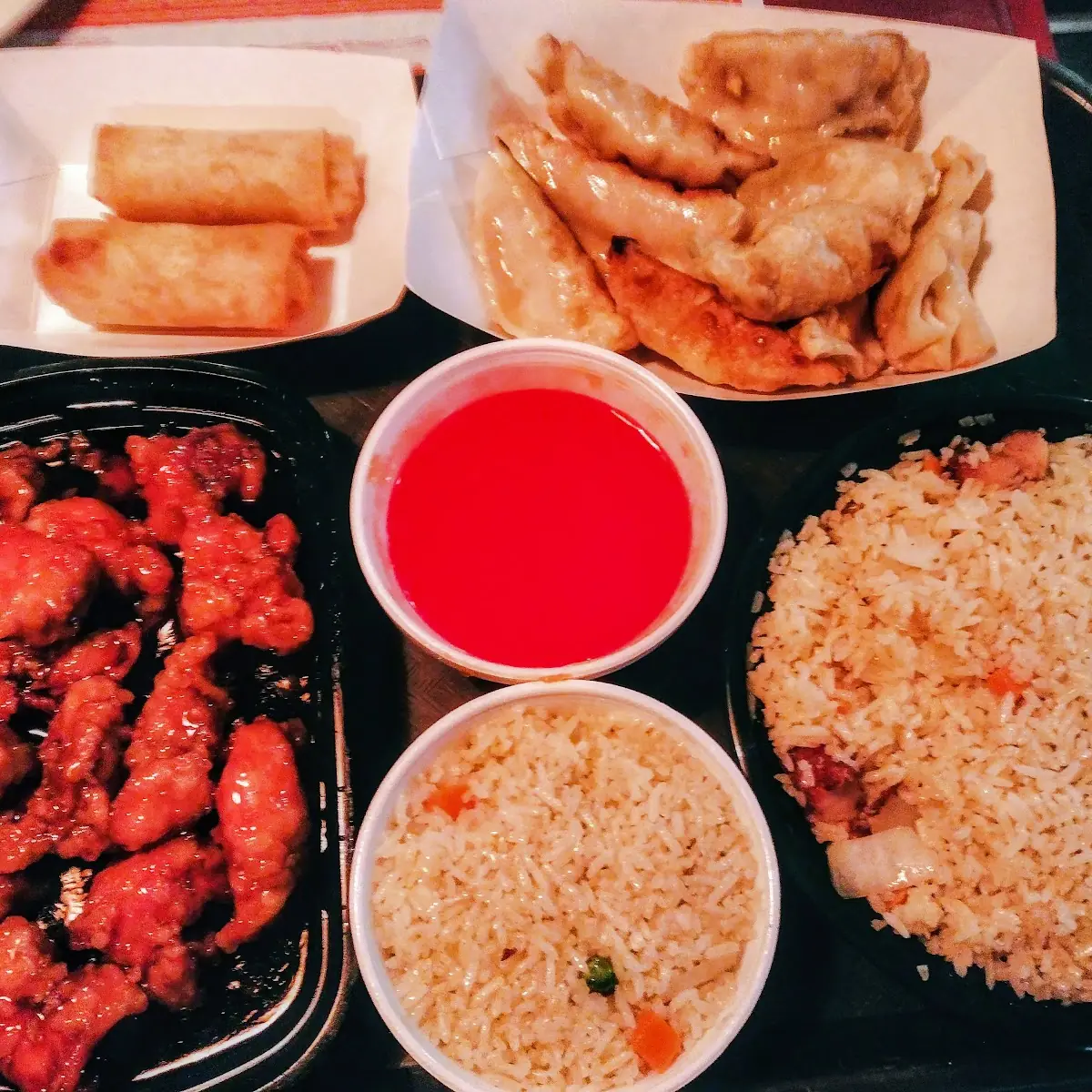 Orange Chicken Pork Fried Rice Fried Dumplings Spring Roll