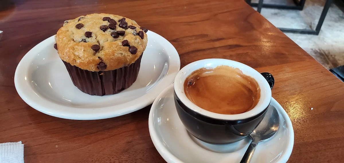 Chocolate Chip Muffin and a Double Espresso