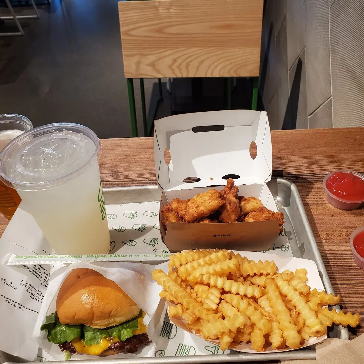 Double Cheeseburger and Fries Chicken Nuggets