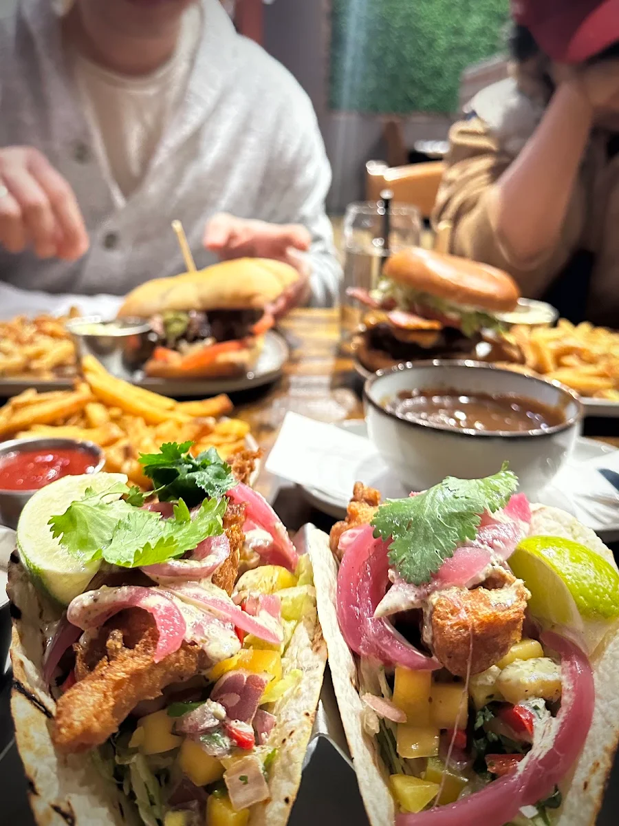 Whiskey BBQ Burger Battered Haddock Taco