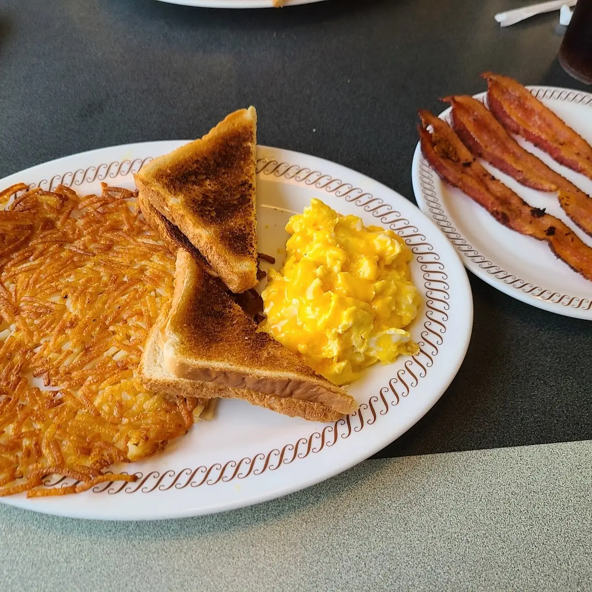 Scrambled Eggs Hash Browns Toast Bacon
