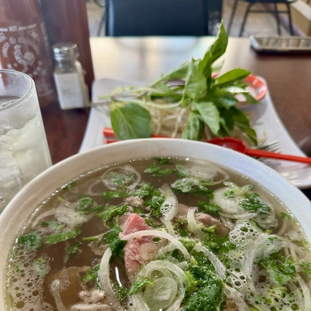 Steaming Beef Pho with Herbs
