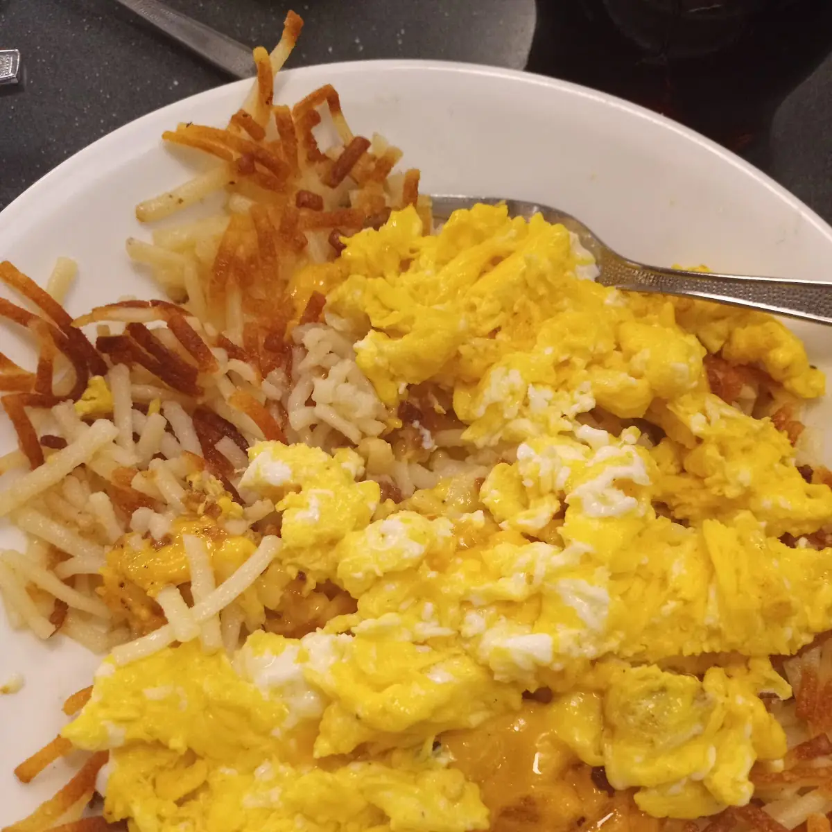 Hash Browns Eggs and Meat Skillet