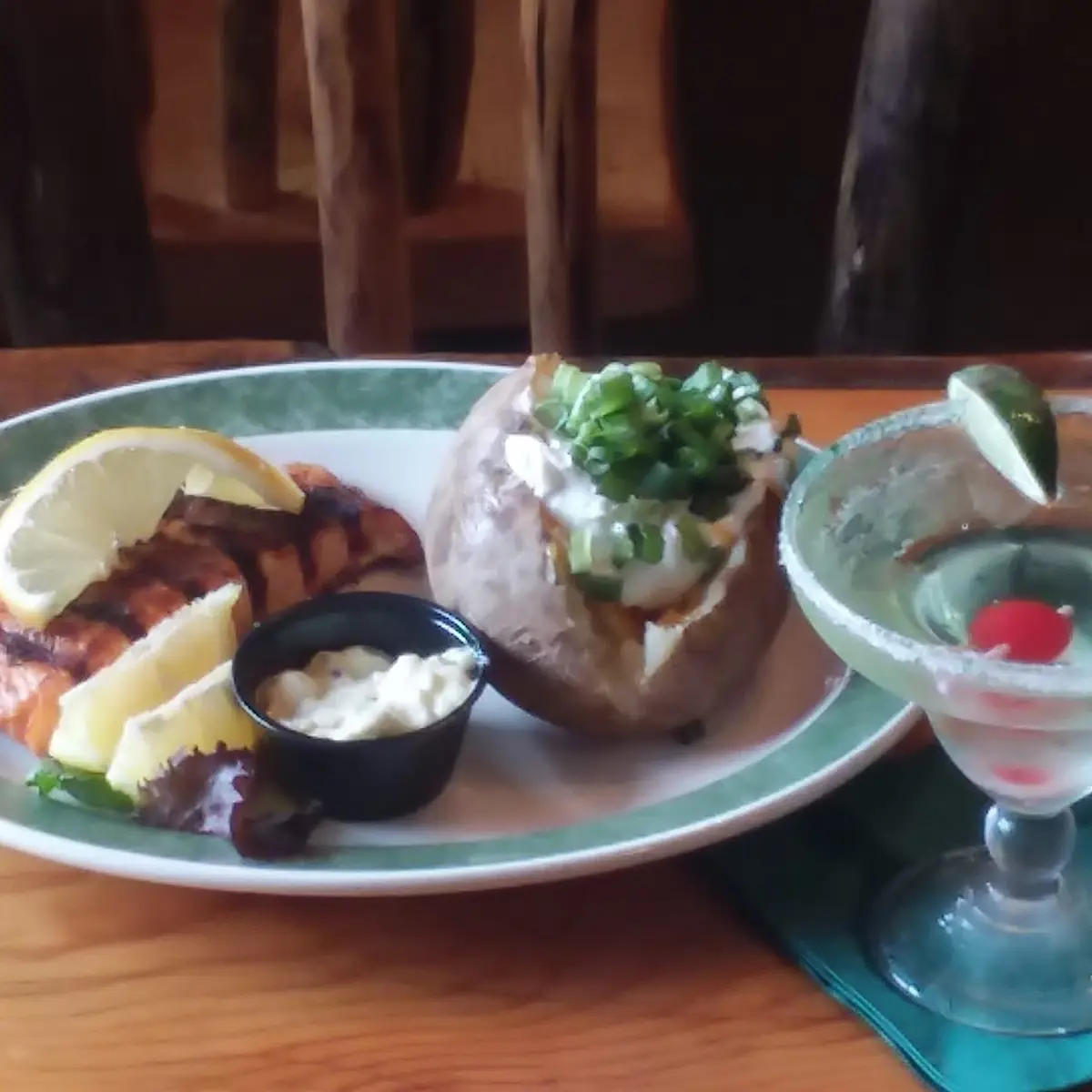 Blackened Salmon with a Loaded Baked Potato