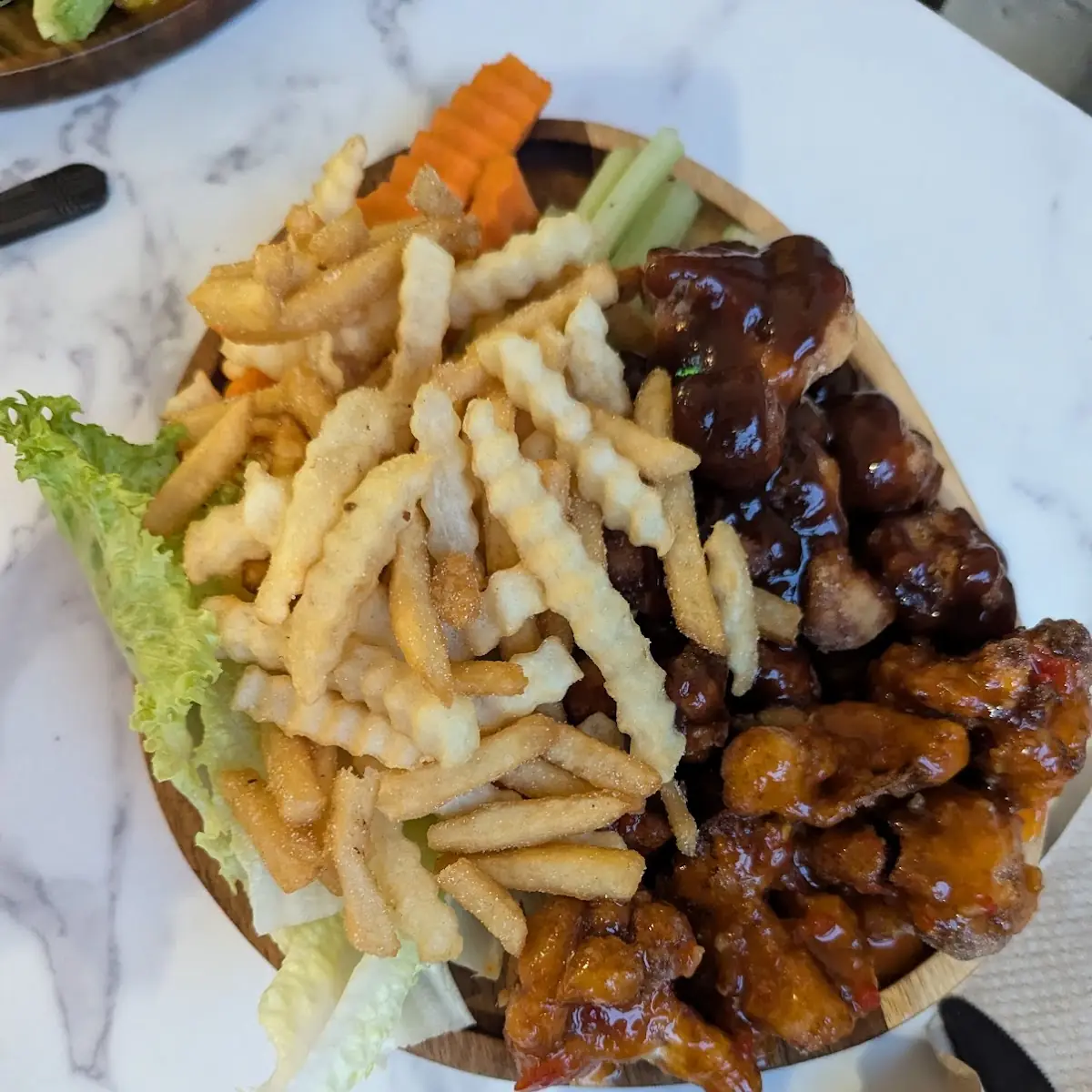 Cauliflower Wings with Fries