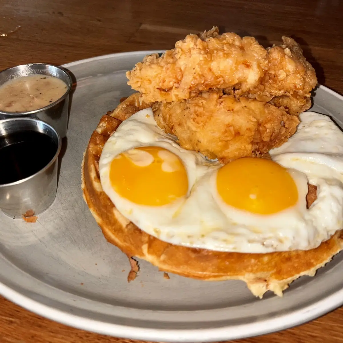 Chicken and Waffle w Scrambled Eggs