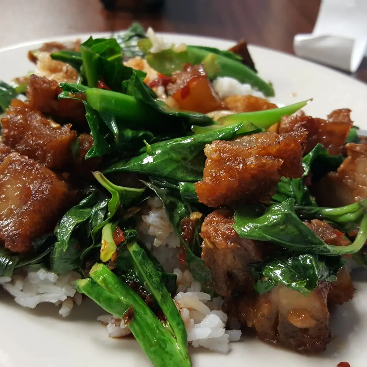 Pad Ka Prow with Crispy Pork
