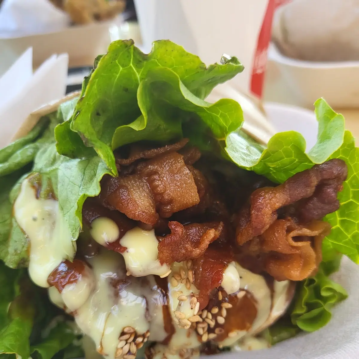 A Burger in Lettuce Wrap