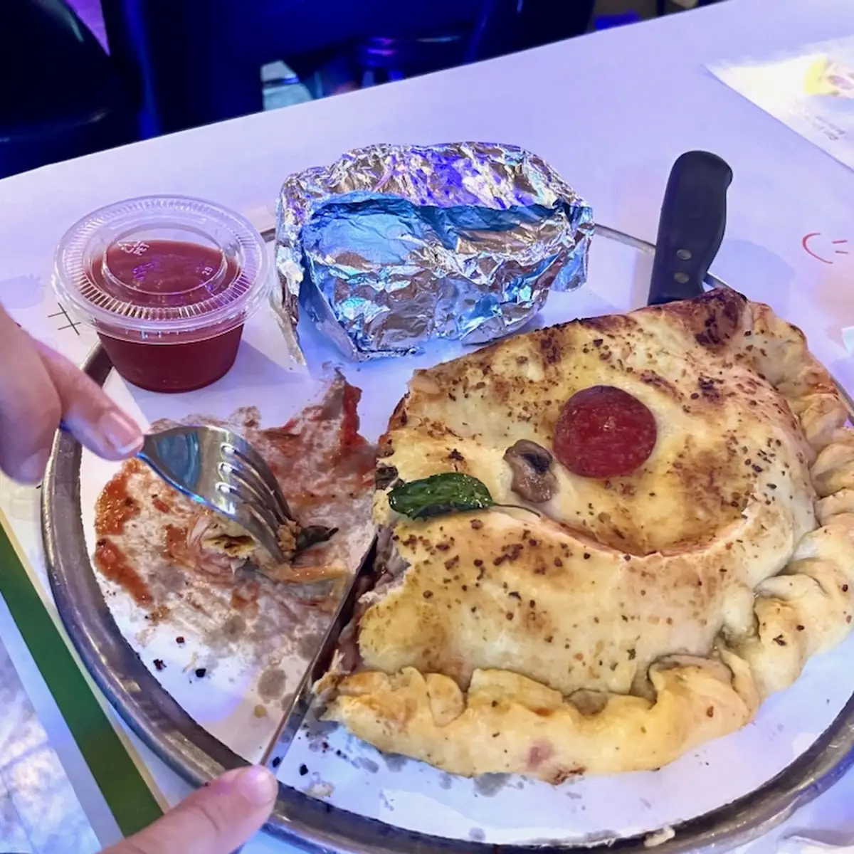 Calzone & Garlic Bread