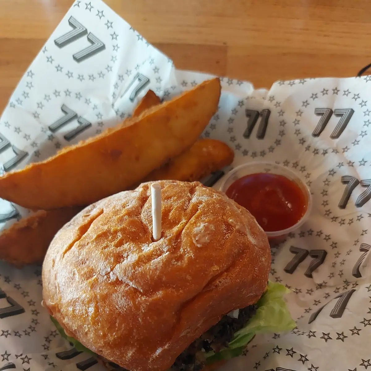 Black Bean Veggie Burger and JoJos
