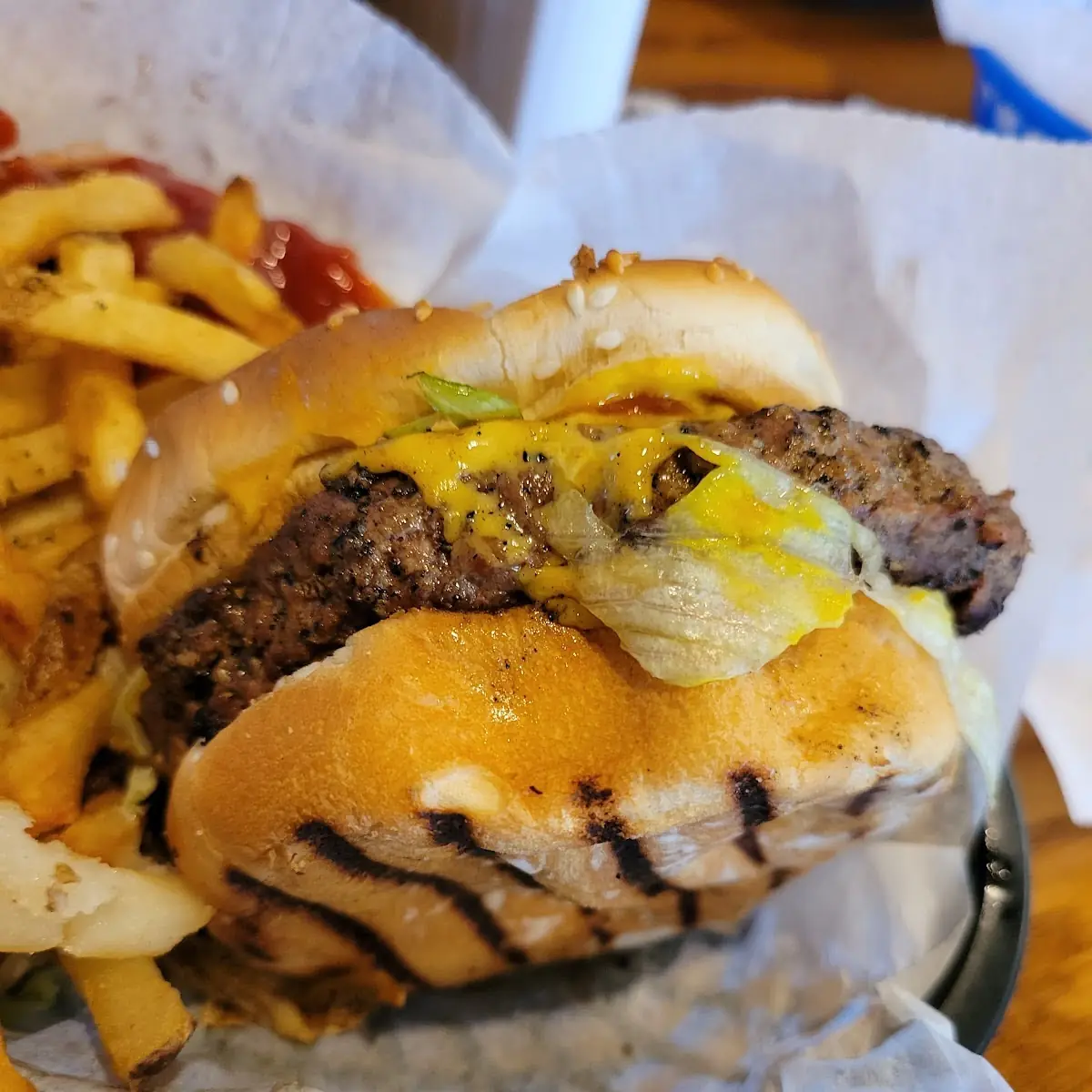 Cheese Burger and Fries