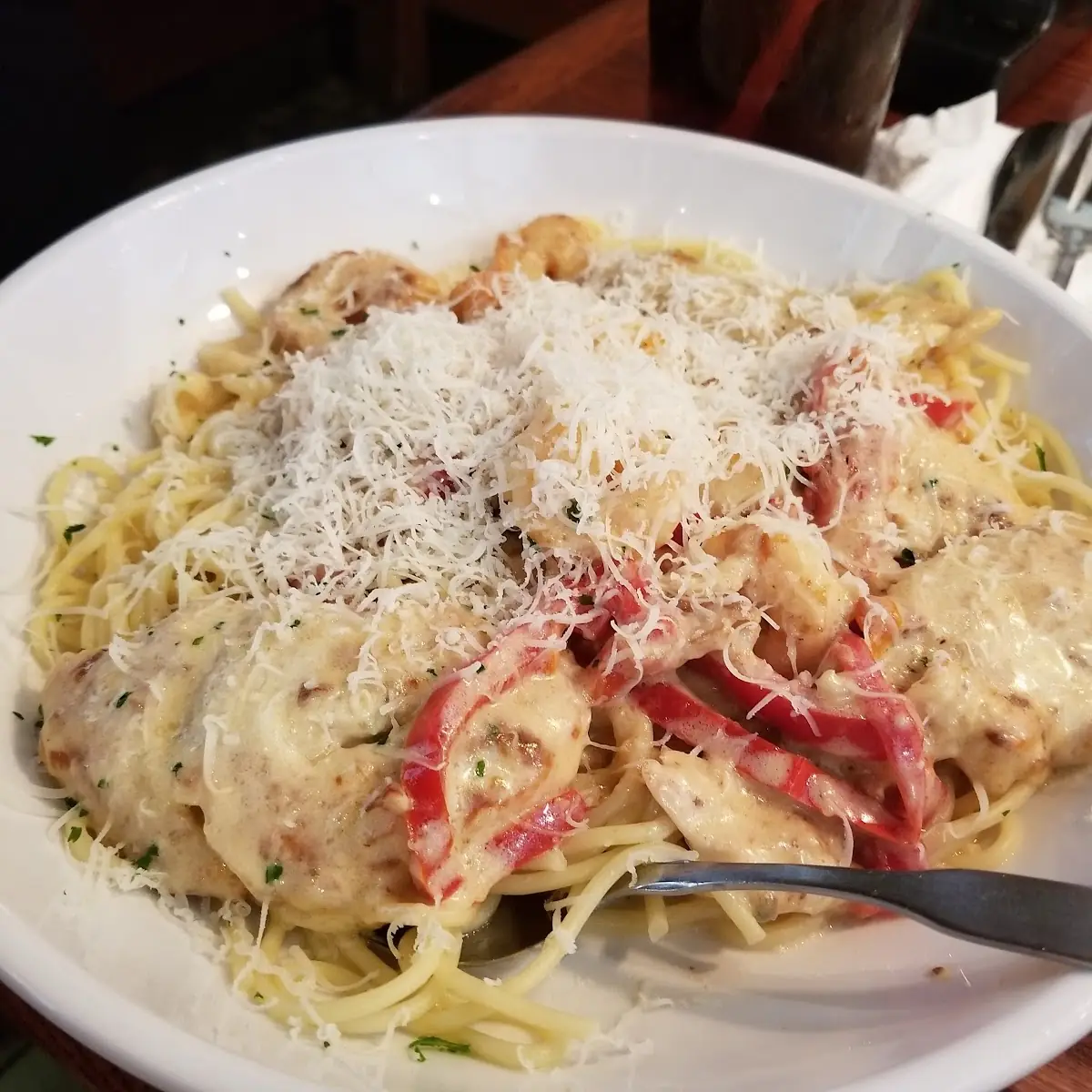 Shrimp and Chicken Carbonara Pasta