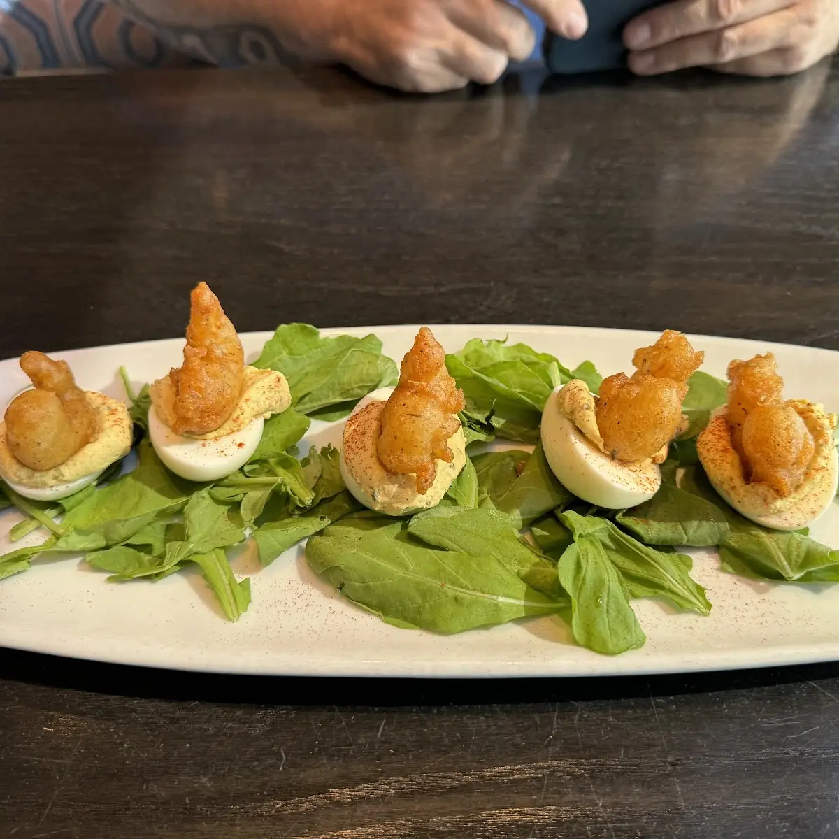 Crispy Shrimp Deviled Eggs