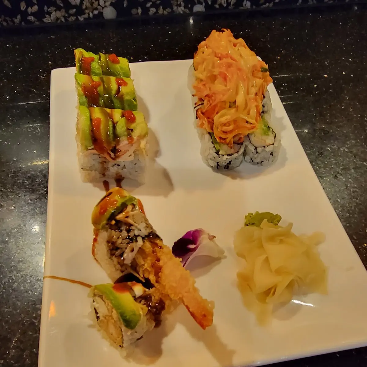 Volcano Roll and Dragon Roll