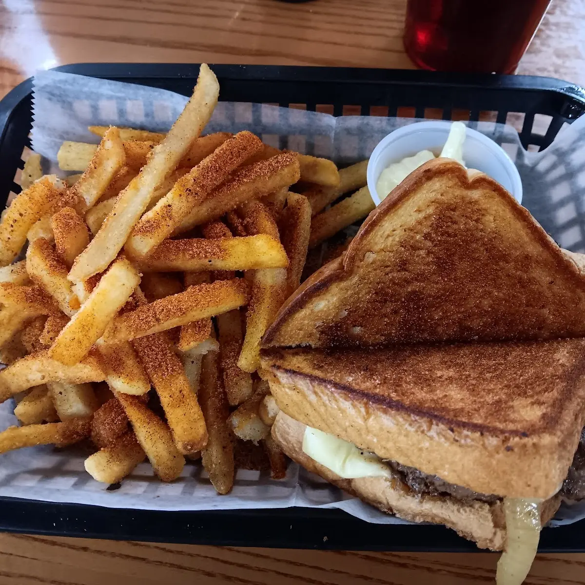 Patty Melt with Seasoned Fries