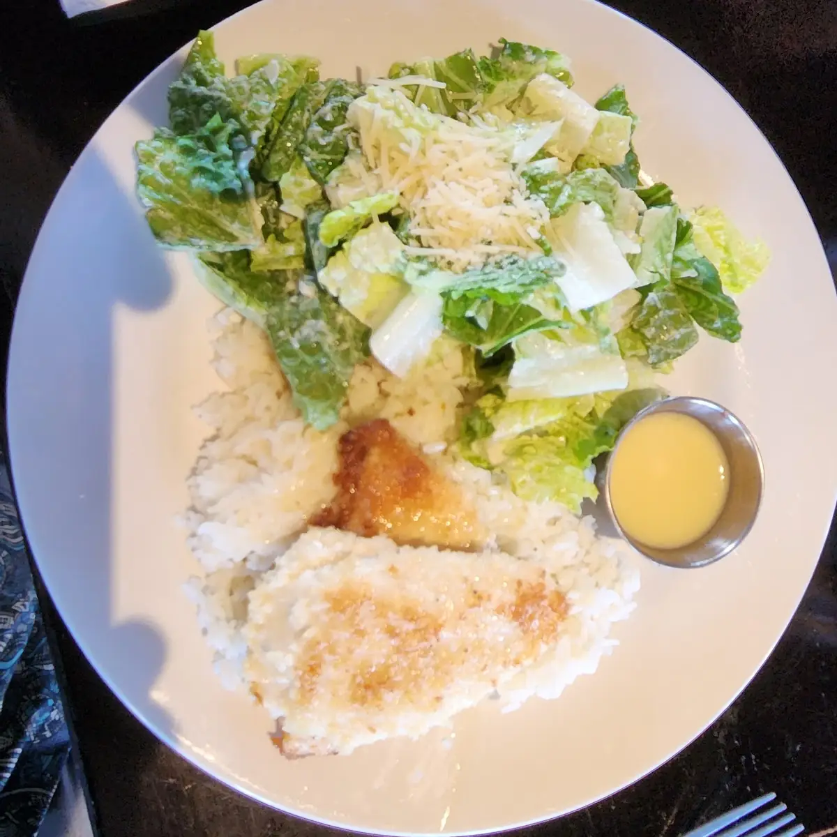 Ono with Lime Cocnut Sauce Jasmine Rice & Caesar Salad