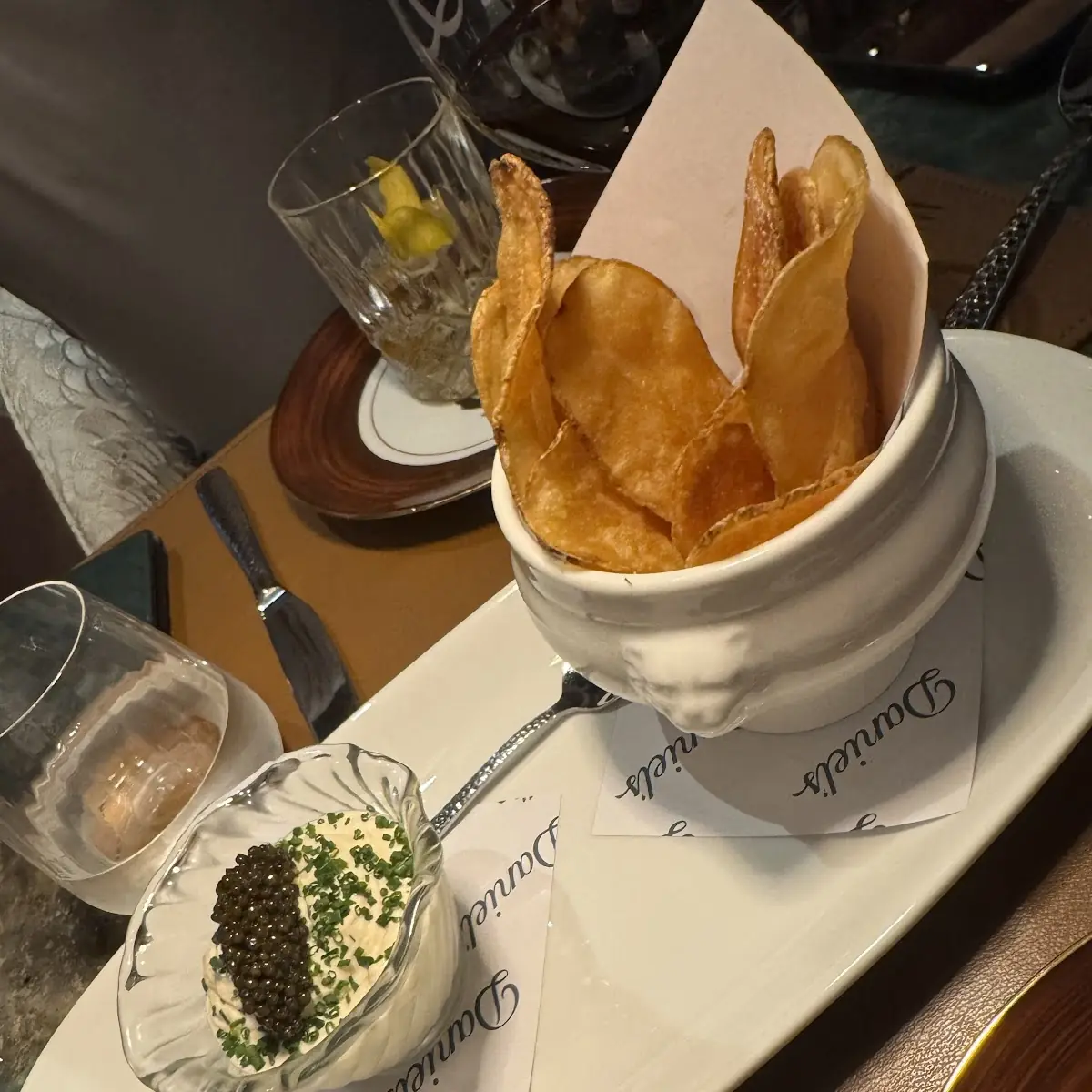 Potato Chips with Caviar Dip