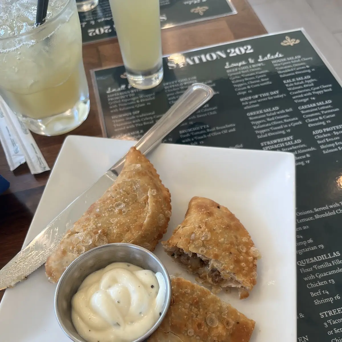 Mini Beef Empanadas with Sriracha Aioli Sauce