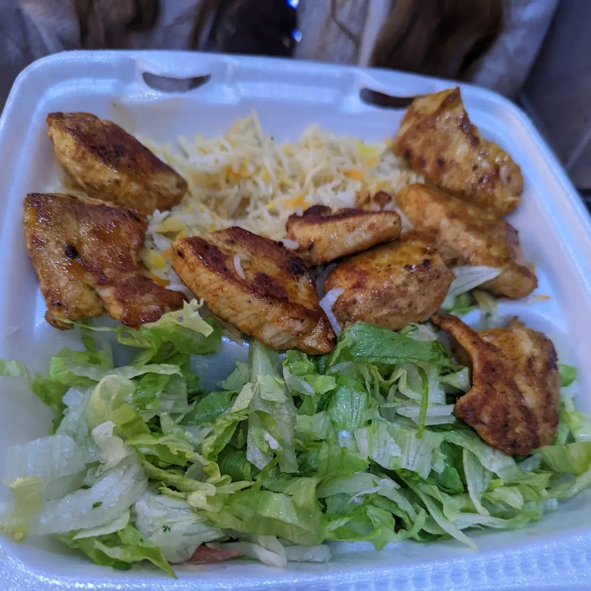 Chicken Sheesh Kebab over Rice