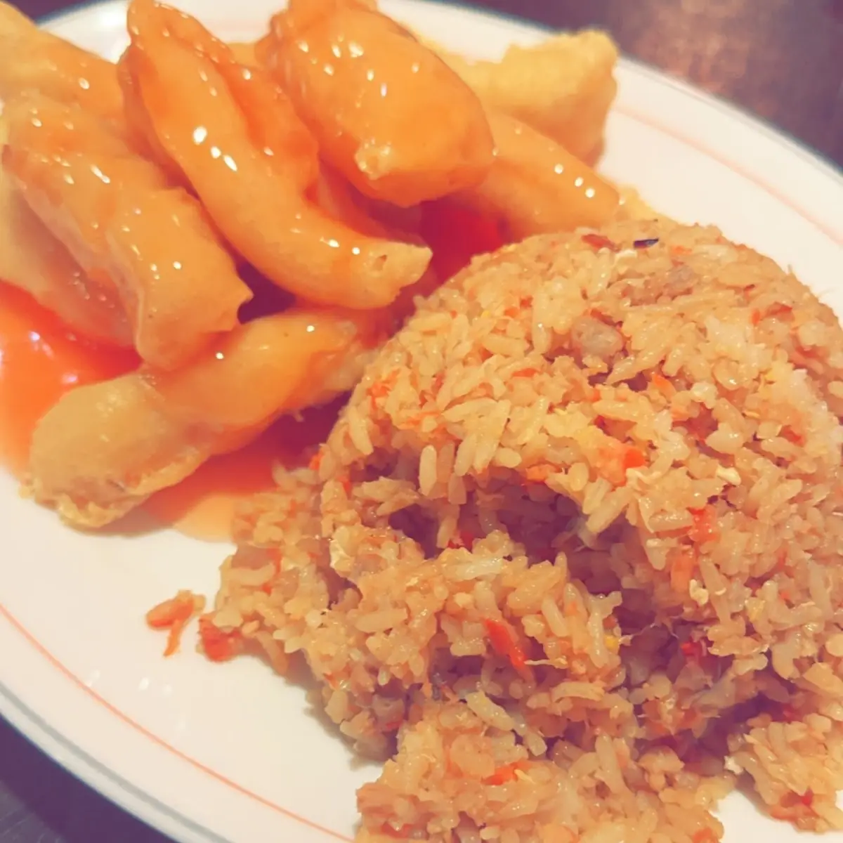 Sweet and Sour Chicken with Pork Fried Rice