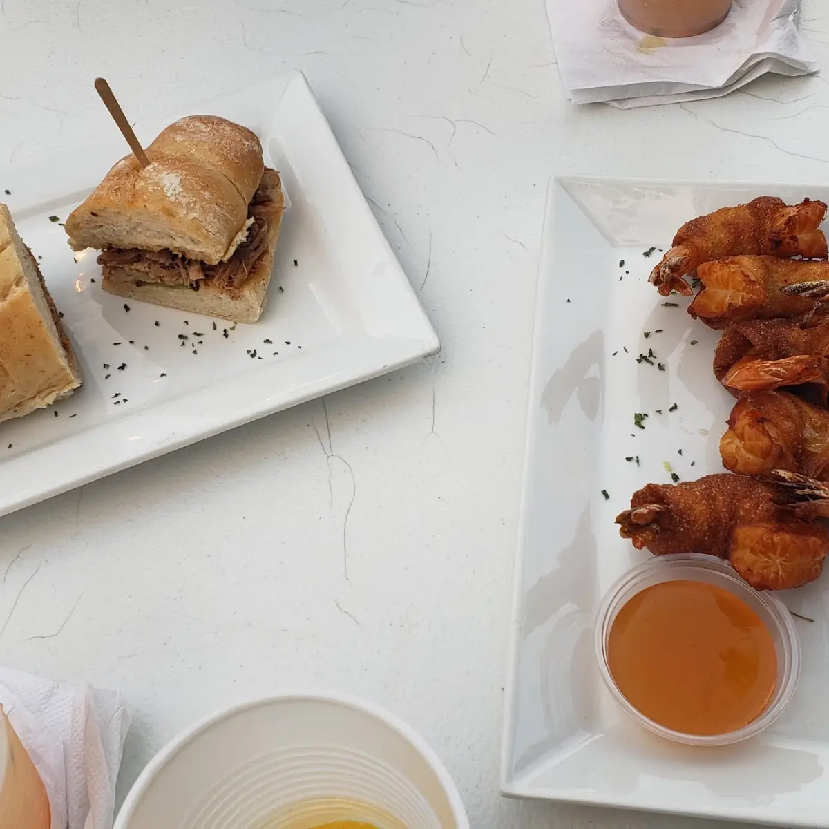 Pulled Pork Sliders and Shrimp Wonton