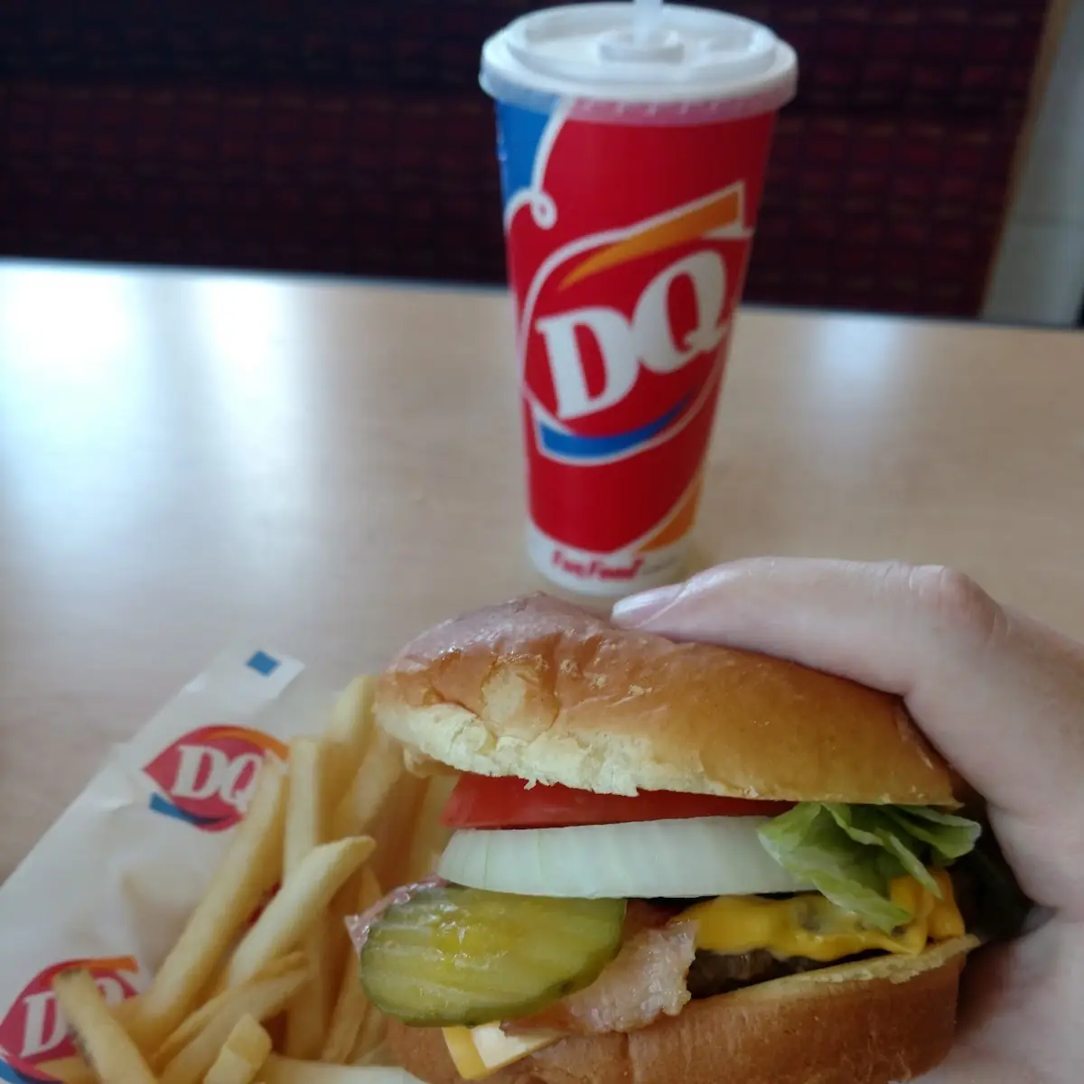 Bacon Cheeseburger with Fries and a Drink