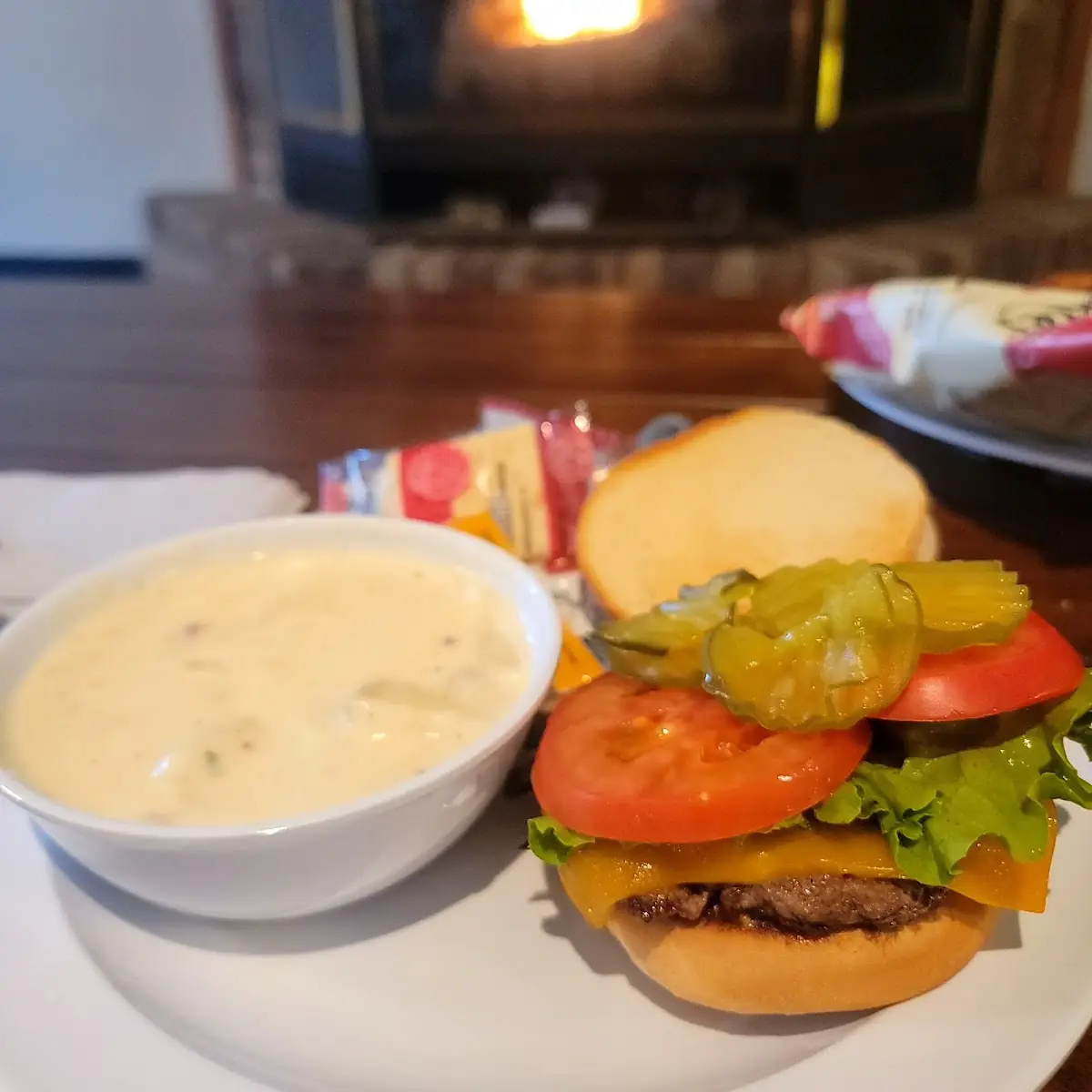 Onion Burger and Loaded Baked Potato Soup