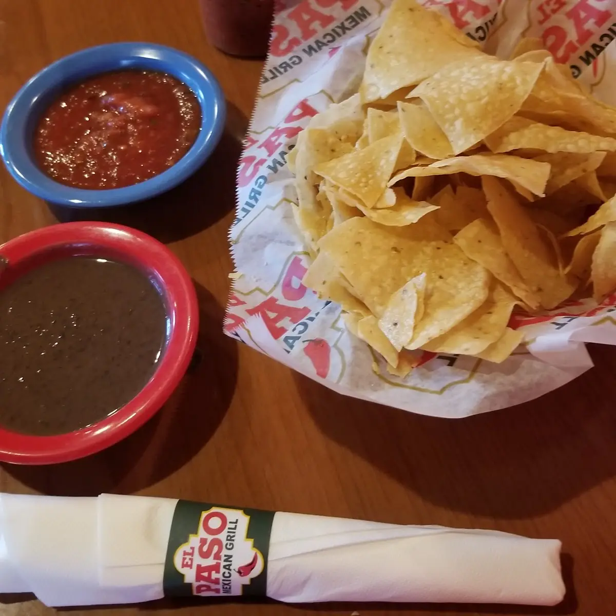 Chips Salsa and Black Beans