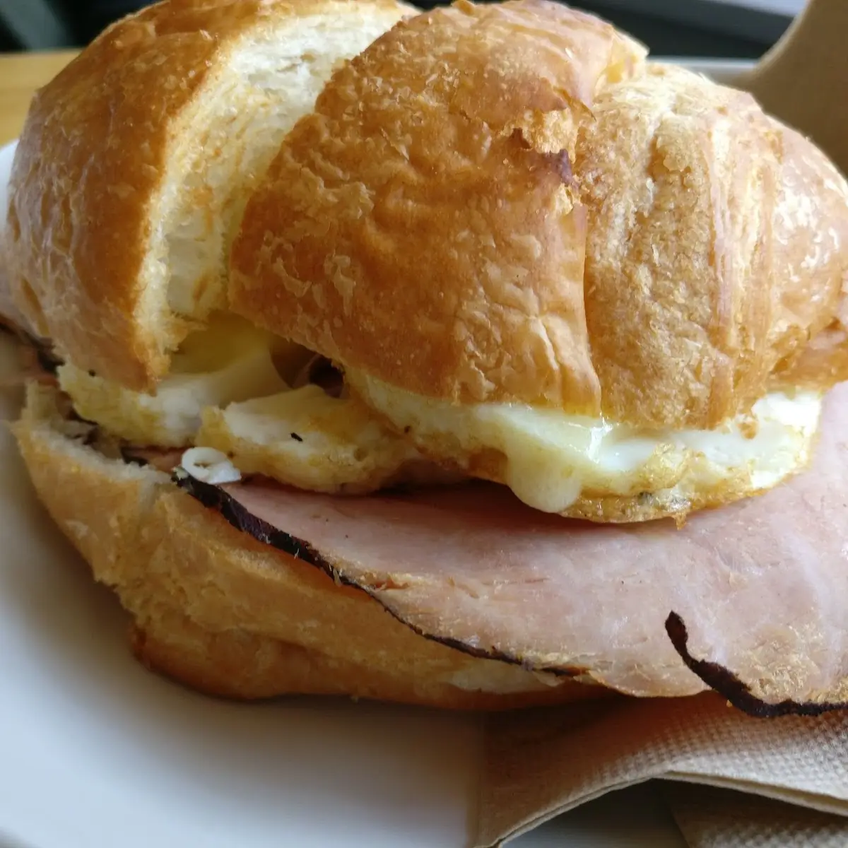 Ham Egg and Cheese on a Croissant