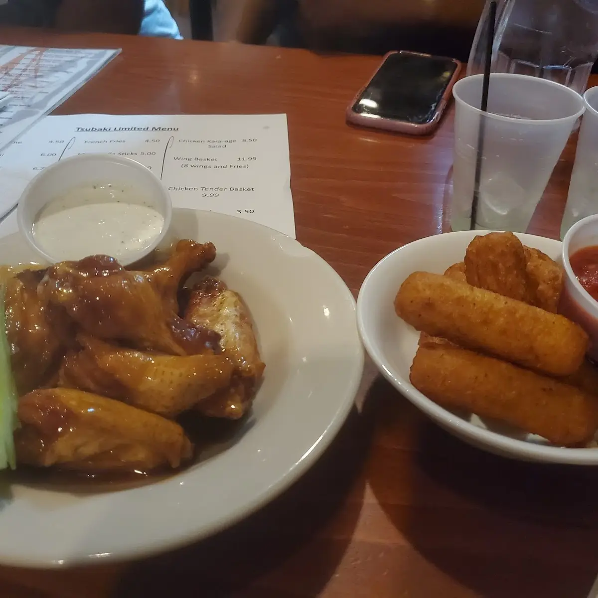 Bland Wings with Cheese Sticks
