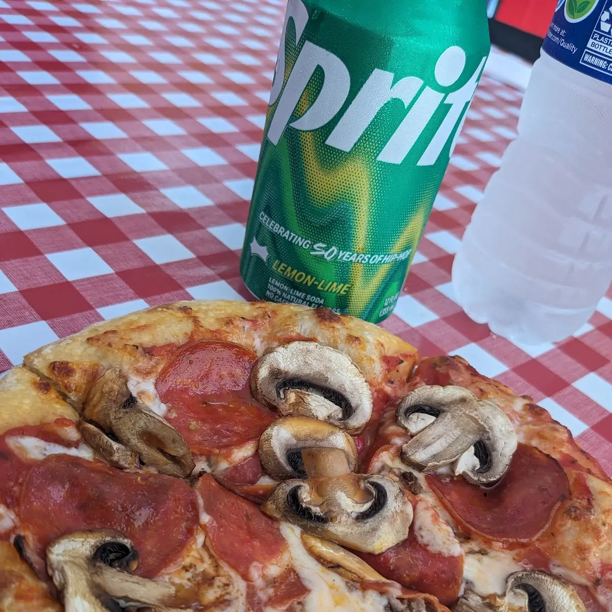 Pepperoni Pizza with Mushrooms