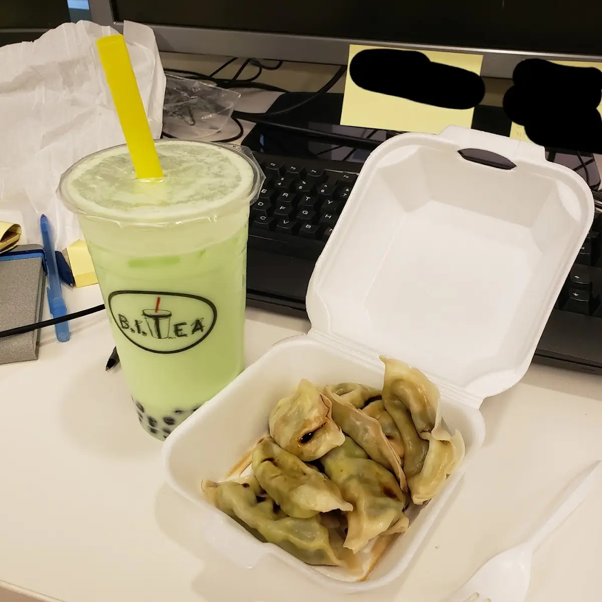 Vegetable Dumplings Honeydew Milk Tea