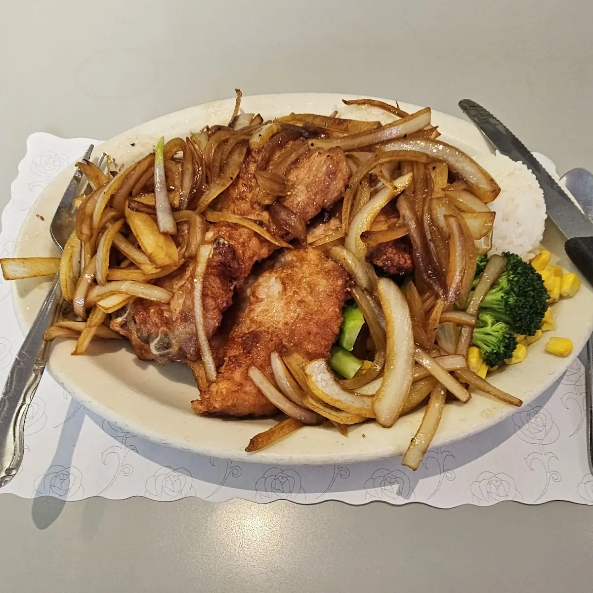 Pork Chops with Grilled Onions