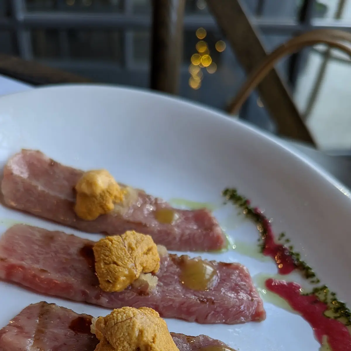 Seared Wagyu Beef w Uni on Top