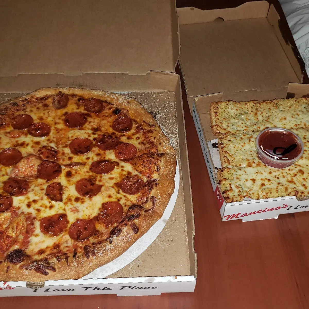 Pepperoni Pizza and Cheese Bread