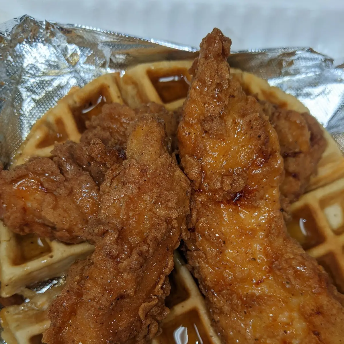 Honey Old Bay Chicken and Waffles