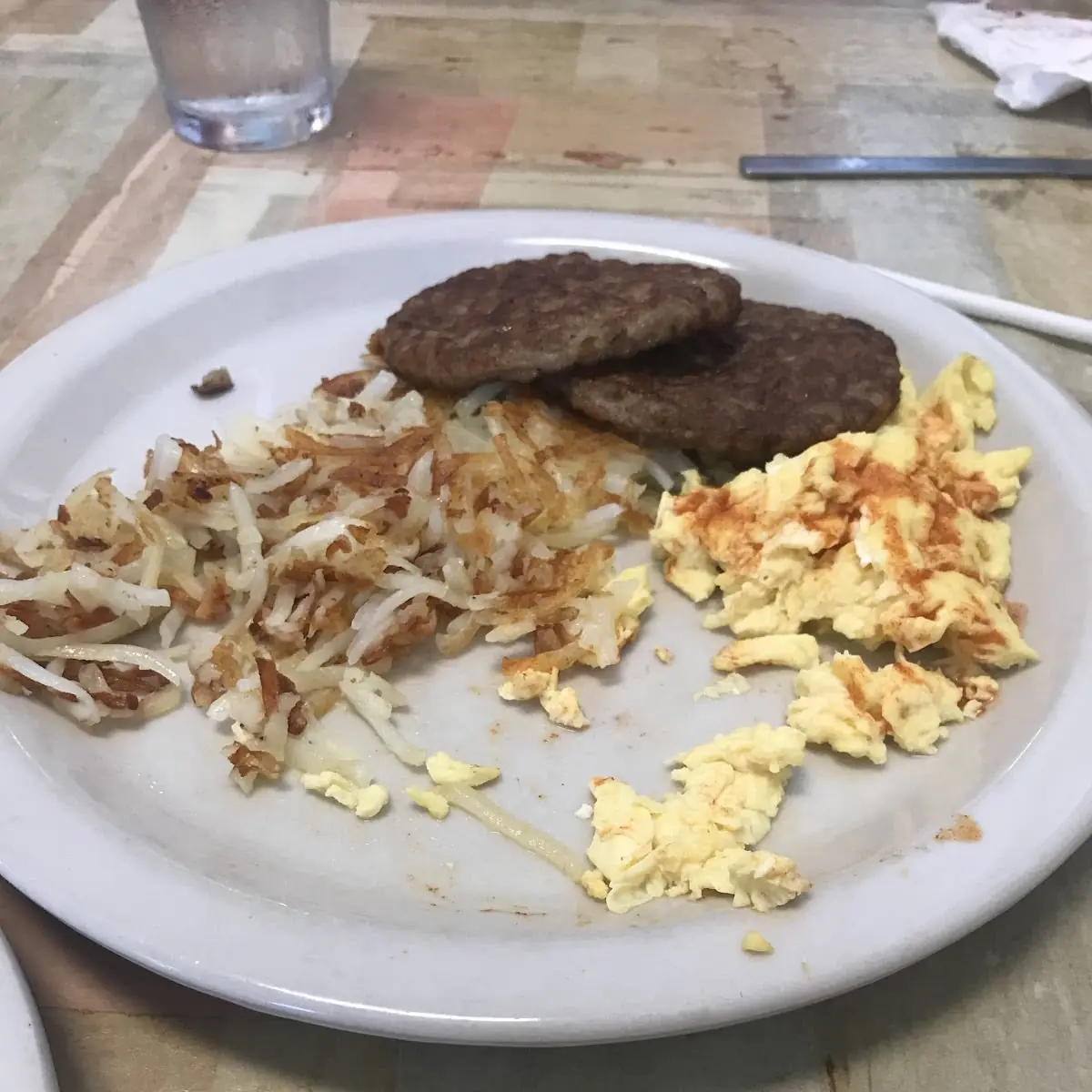 Scrambled Eggs and Sausage Patties