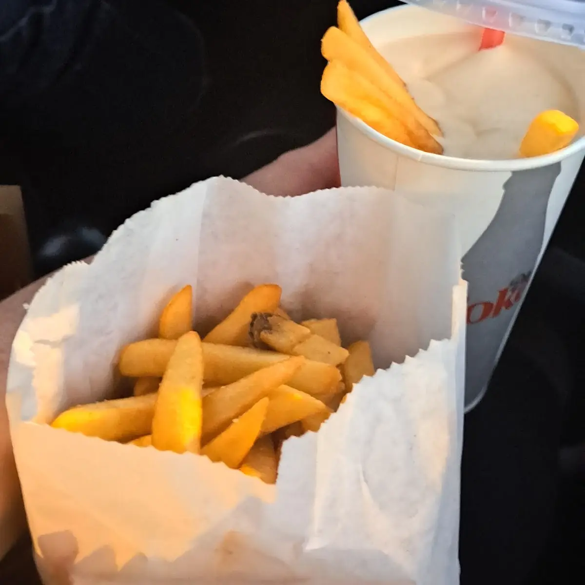 Peanut Butter Shake and Large Fries