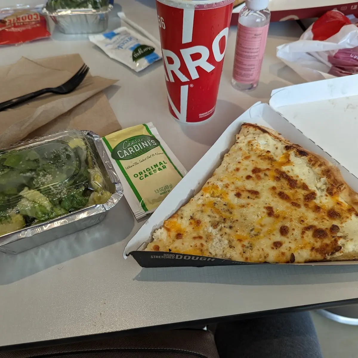 Four Cheese Pizza and Caesar Salad
