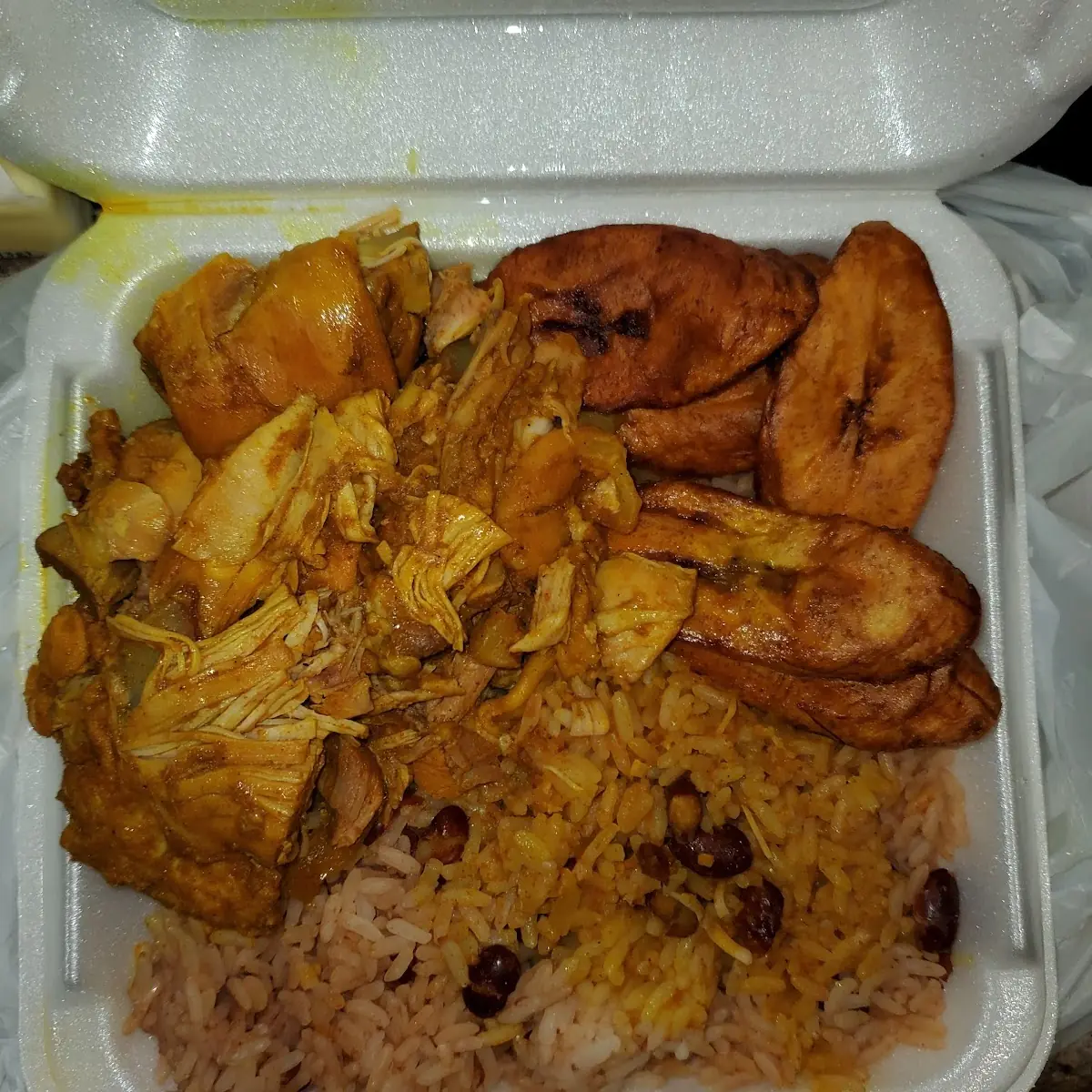 Curry Chicken Rice and Peas with Plantains