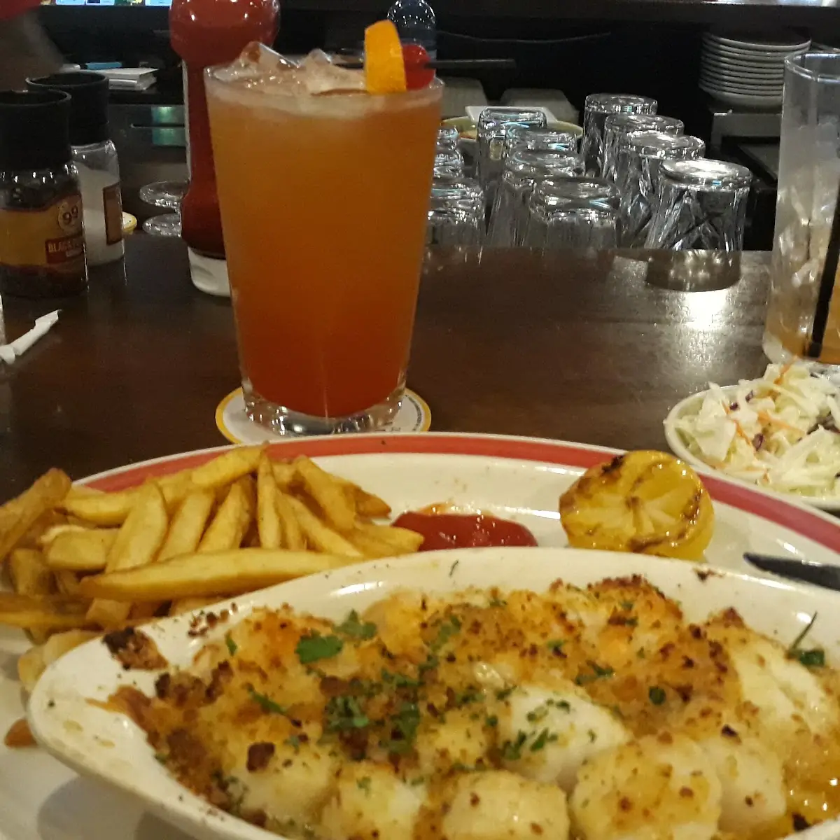 Seafood Trio Scallops Shrimp and Fish