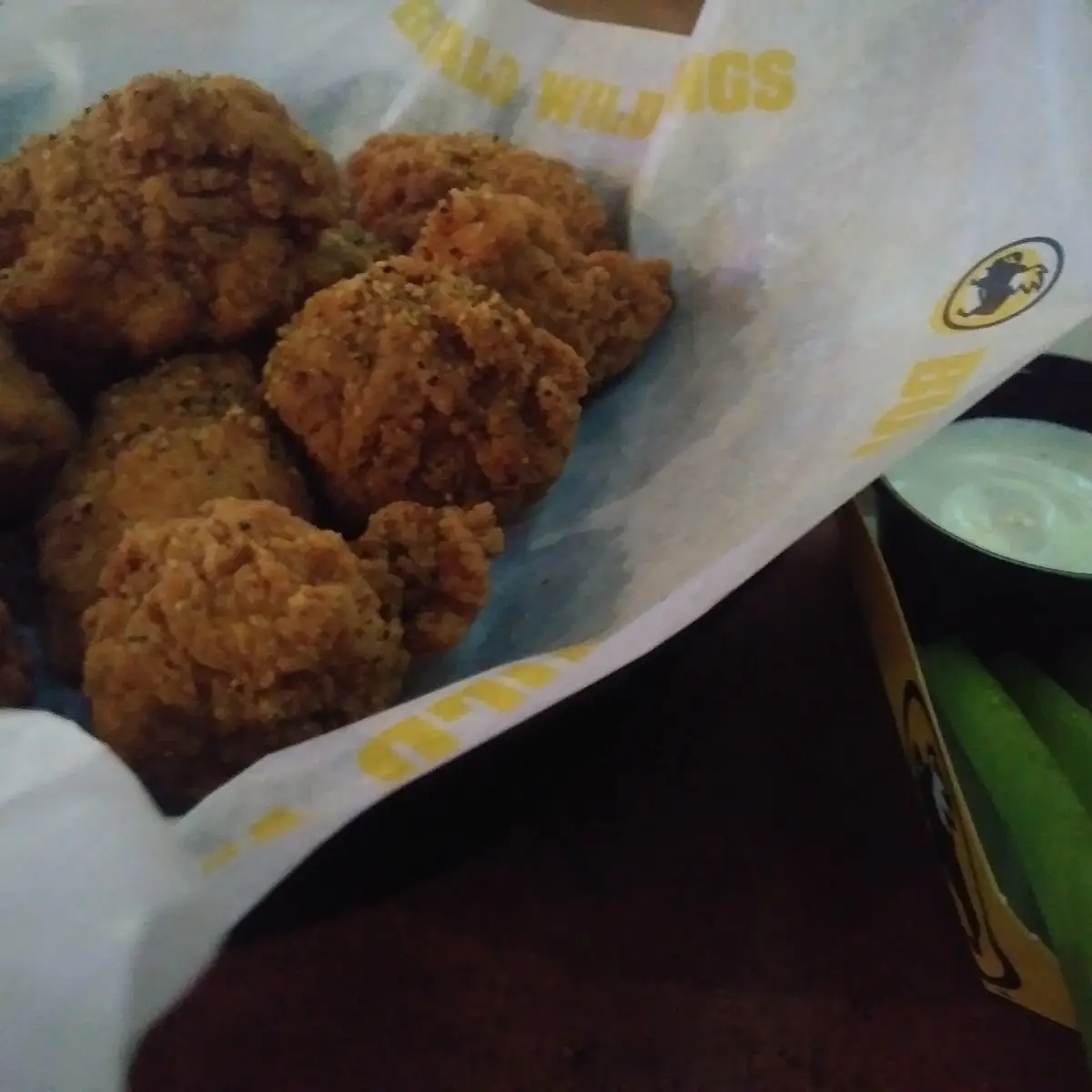 Lemon Pepper Boneless Wings with Celery and Ranch Dressing