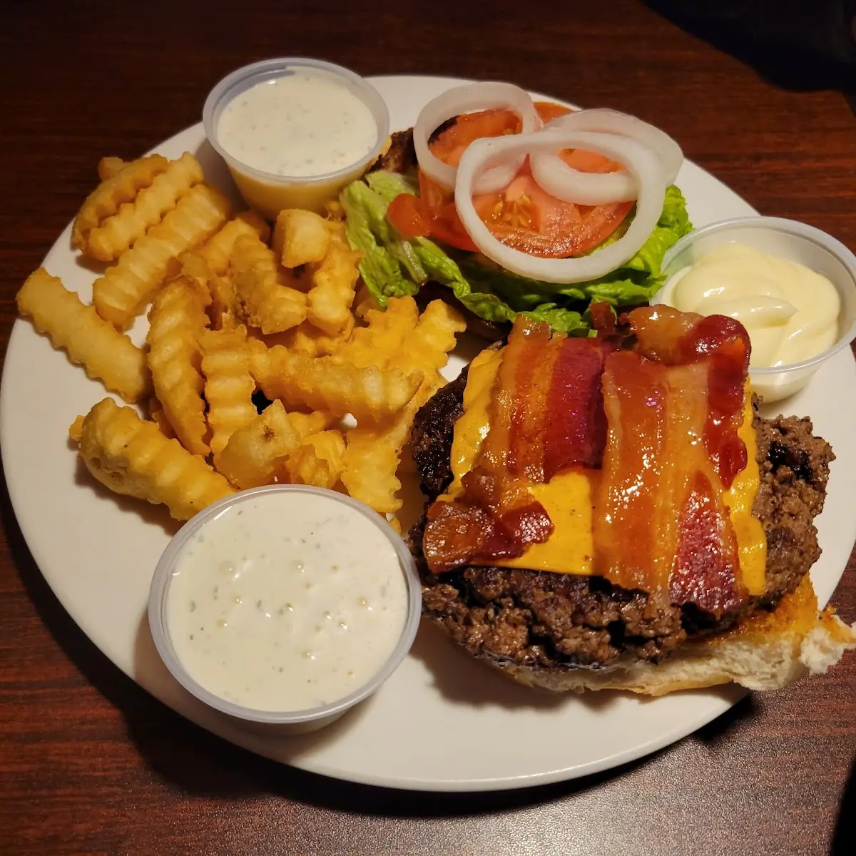 Bacon Cheese Burger with Crinkle Cut Fries