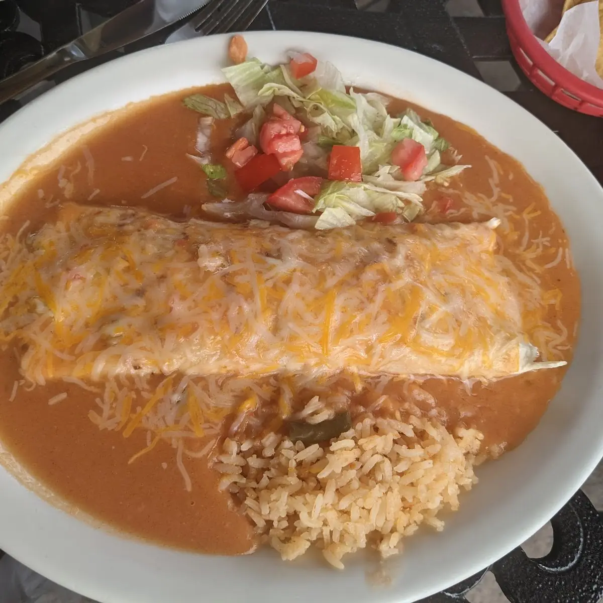 #5 Beef Burrito, Cheese Enchilada, Chile Relleno