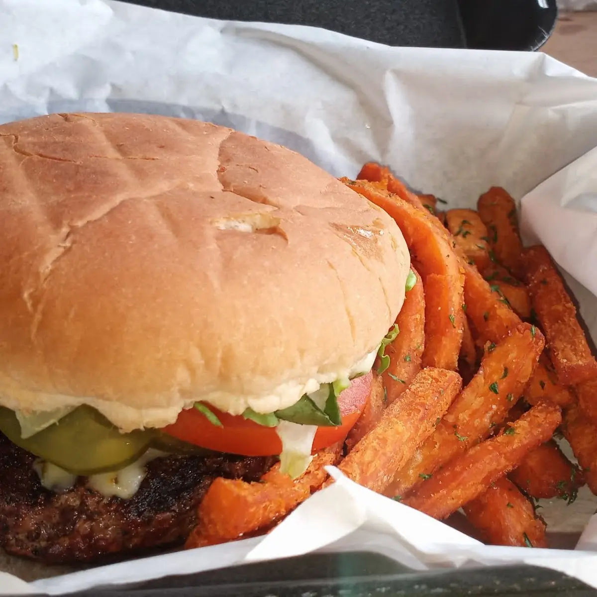 Ham Burger and Fries