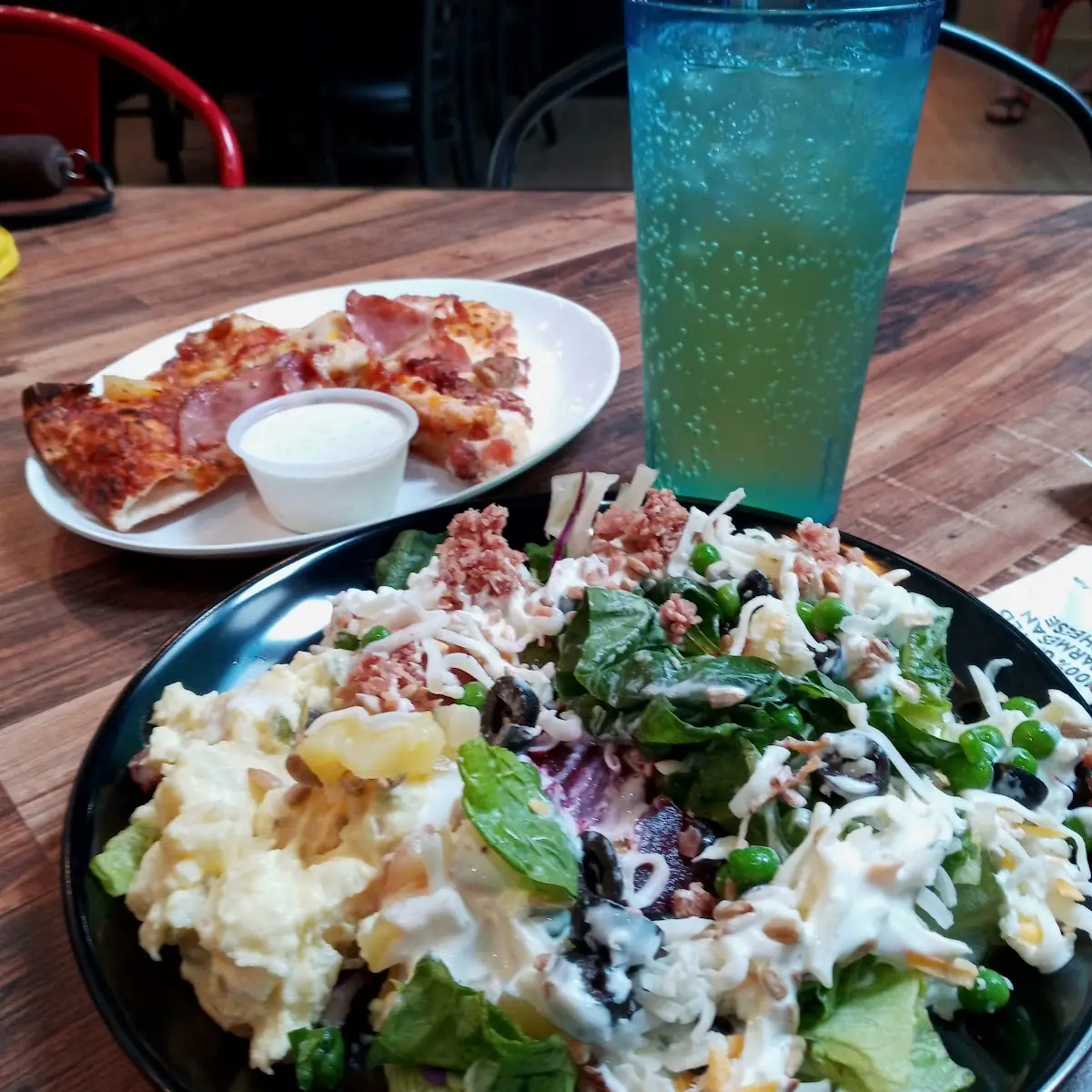 Green Salad and Pizza