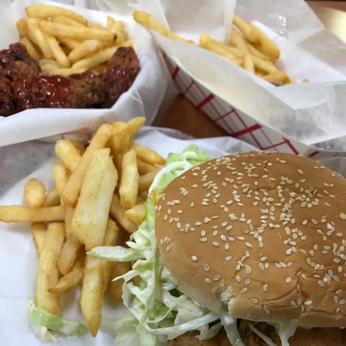 Crispy Chicken Burger and Fries