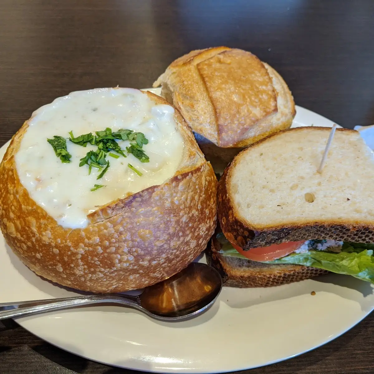 Clam Chowder in a Sourdough Bread Bowl