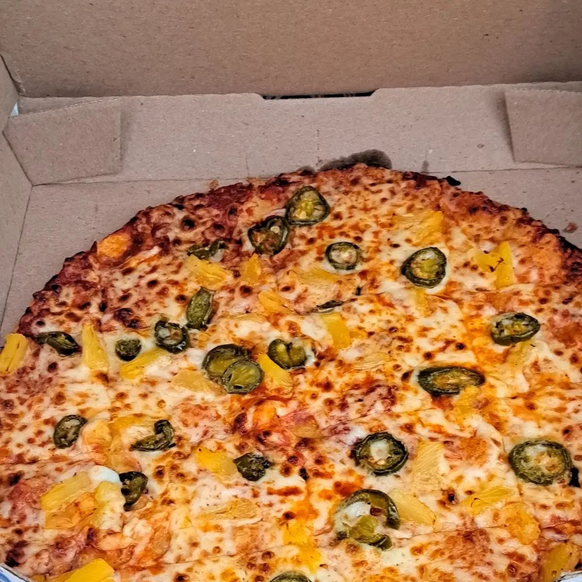 Thin Crust Pineapple and Jalapenos